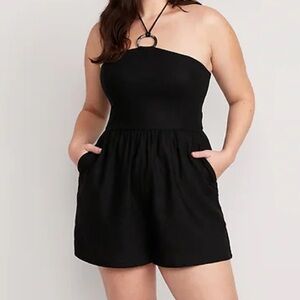 Old Navy Black Linen Romper